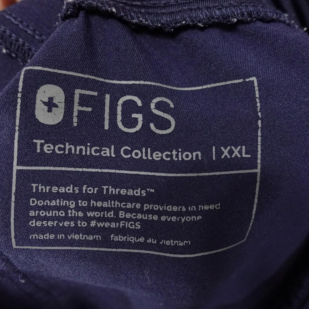 FIGS Scrub Pants Womens 2XL Blue Jogger Cargo Drawstring Elastic Waist SCRUBS